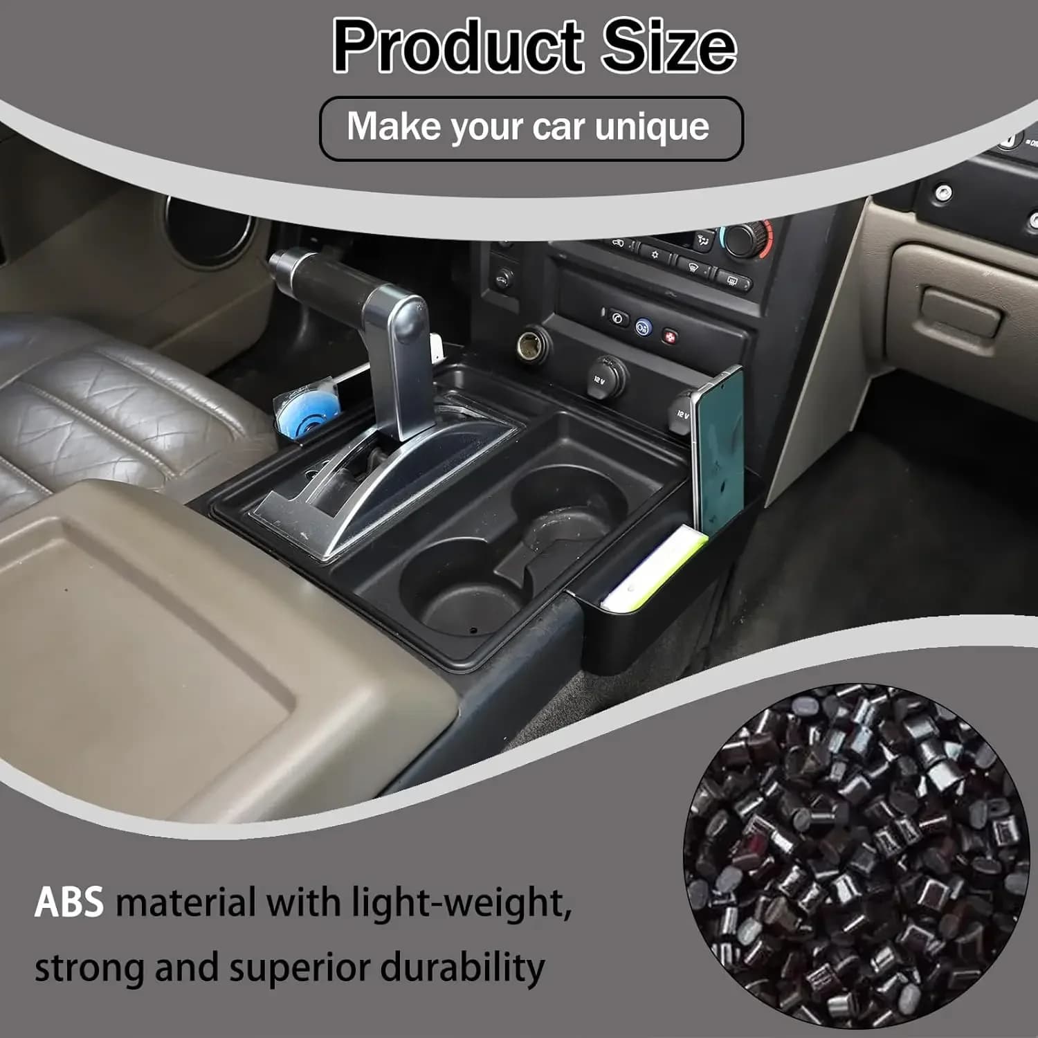 ABS Armrest Box Hiden Privacy Storage Box For Hummer H2 2003-2007 Storage Box Phone Tidy Tray Cup Holder Protection Container