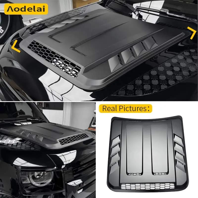 For Land Rover Defender L663 90 110 130 2020-2025 Car Bonnet Armor Engine Hood Panel Blackened Appearance ABS Material