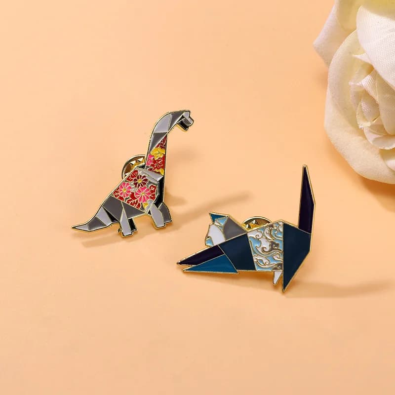 Cartoon Geometric Dinosaur Cat Design Brooch Alloy Enamel Pin Kids Badge DIY Clothing Bags Hat Scarf T-shirt Jeans Accessory