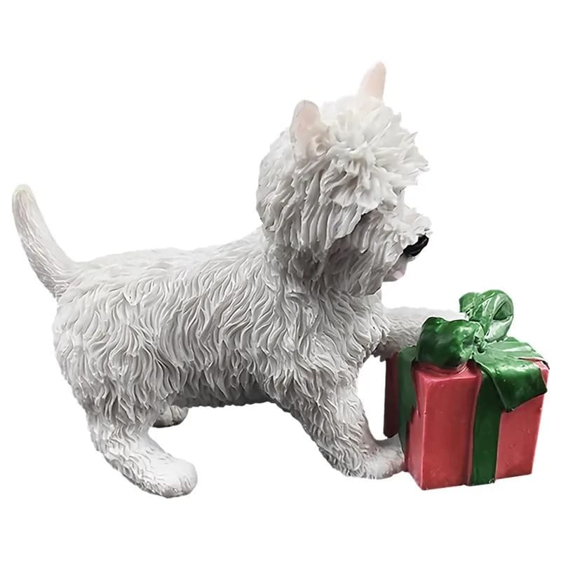 Cute Mini West Highland Play Gift Box Car Ornament Simulation Puppy Model Resin Crafts