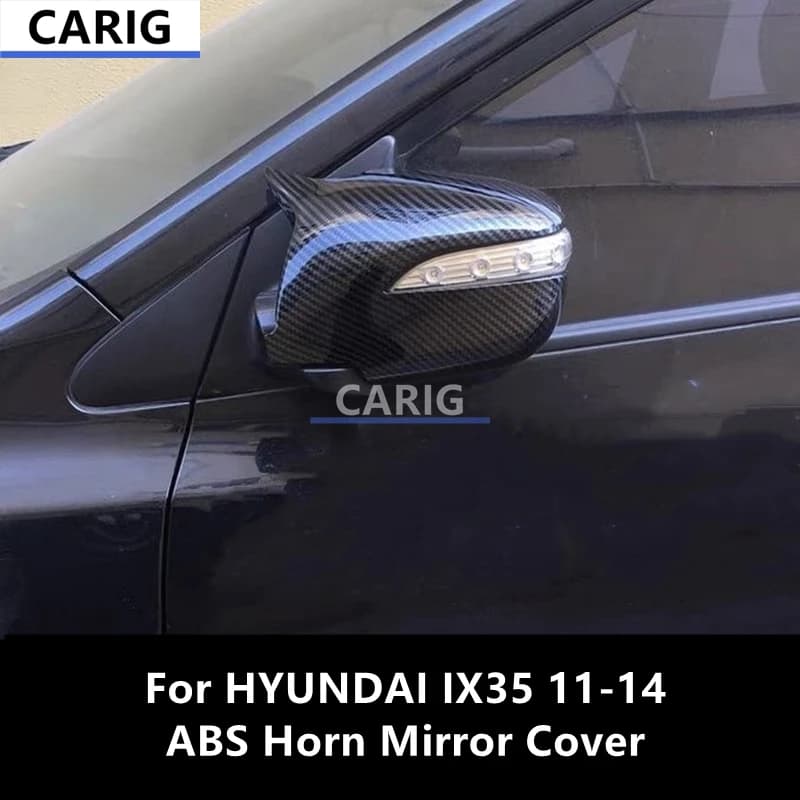 For HYUNDAI IX35 11-14 ABS Horn Mirror Cover Carbon Fiber Pattern Explosion-proof Modified Protective Decoration Accessories