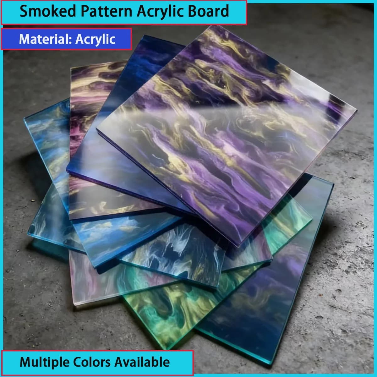 3.0mm Smoke Pattern Multi-color Acrylic Sheets PMMA 8 Colors For Decorations Crafts Jewelry
