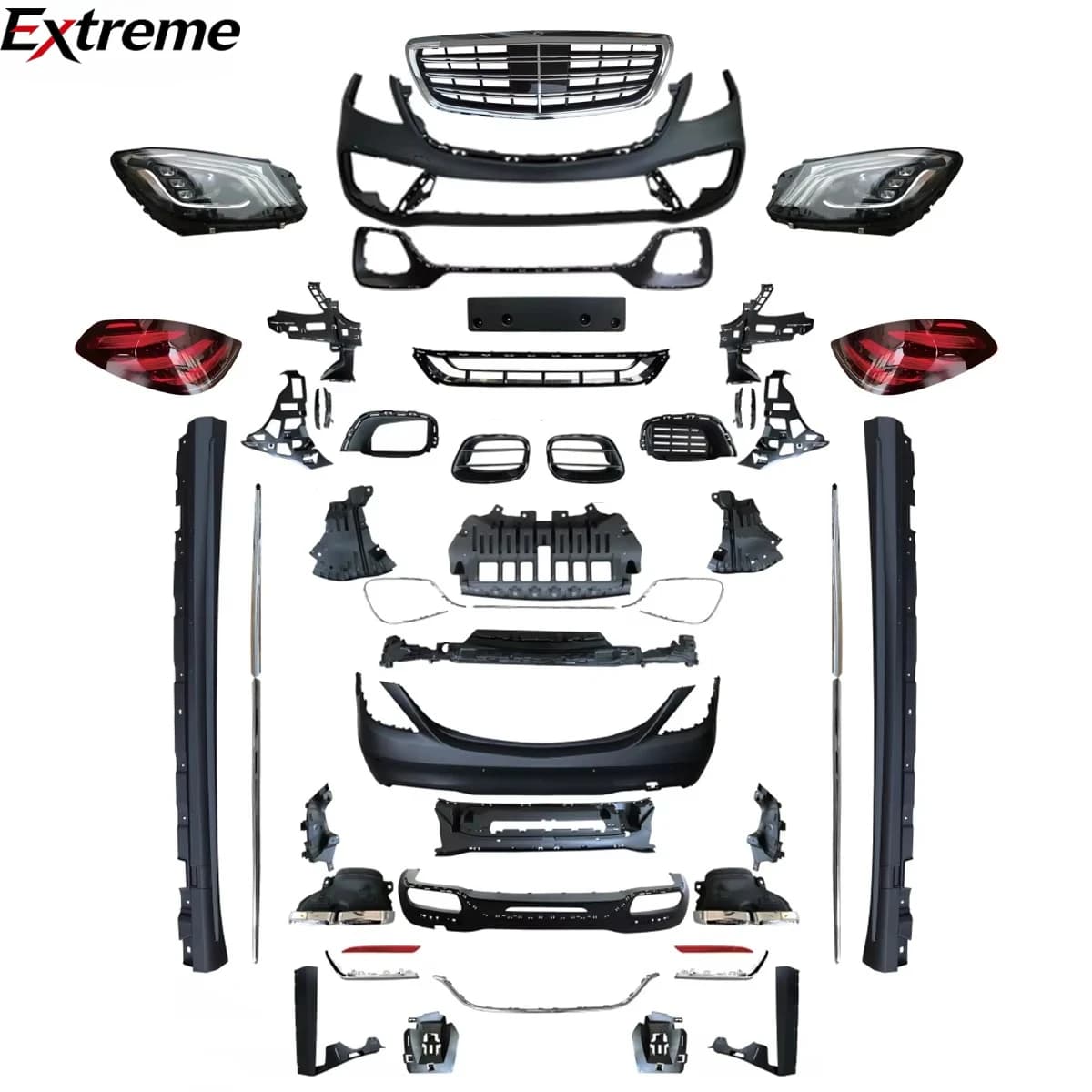 Complete Set Bumpers Body Kit for Mercedes Benz S Class W222 2014-2020 Upgrade to S63 AMG.