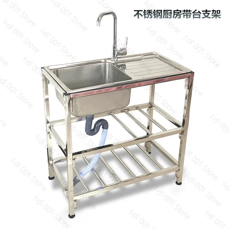 Kitchen Thickened Stainless Steel Sink Table Integrated Single Sink With Bracket Dishpan Washing Basin Sink