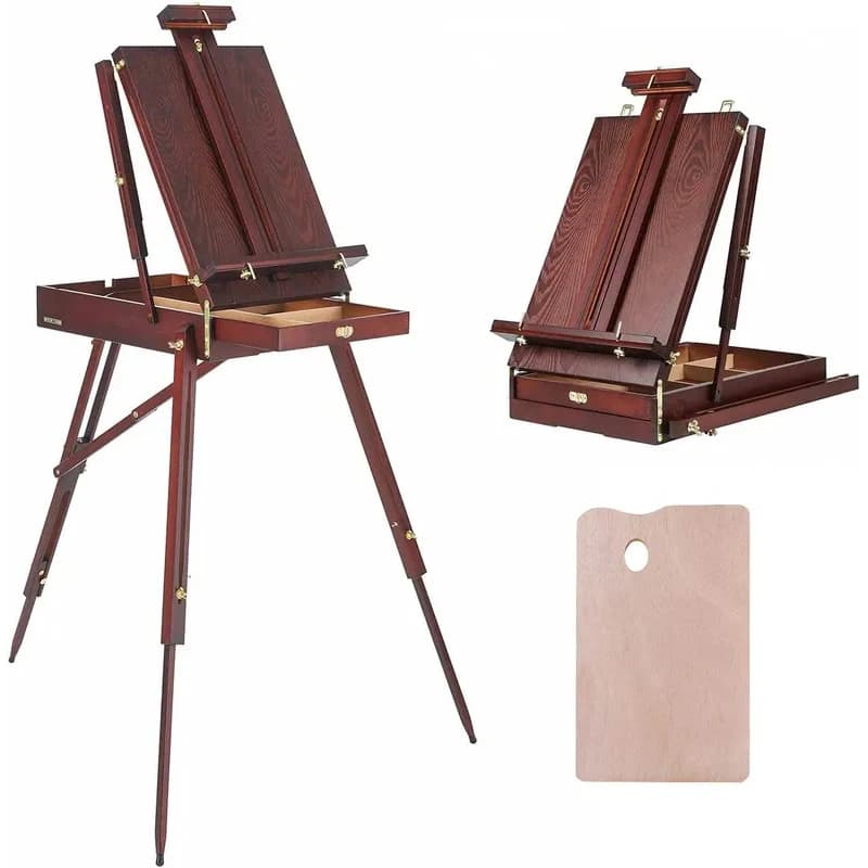 Dark Red Portle Tripod Stand Artist French Easel Outdoor Painting