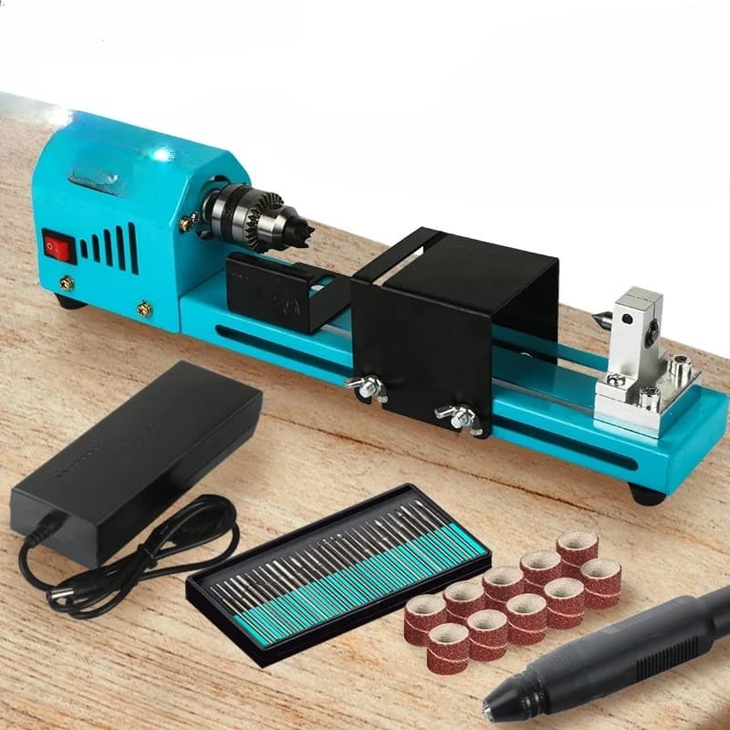 Mini Wood Lathe Machine 150W Wood Turning  Beading Machine for Jewelry Making DIY Woodworking Buddha Pearl Lathe