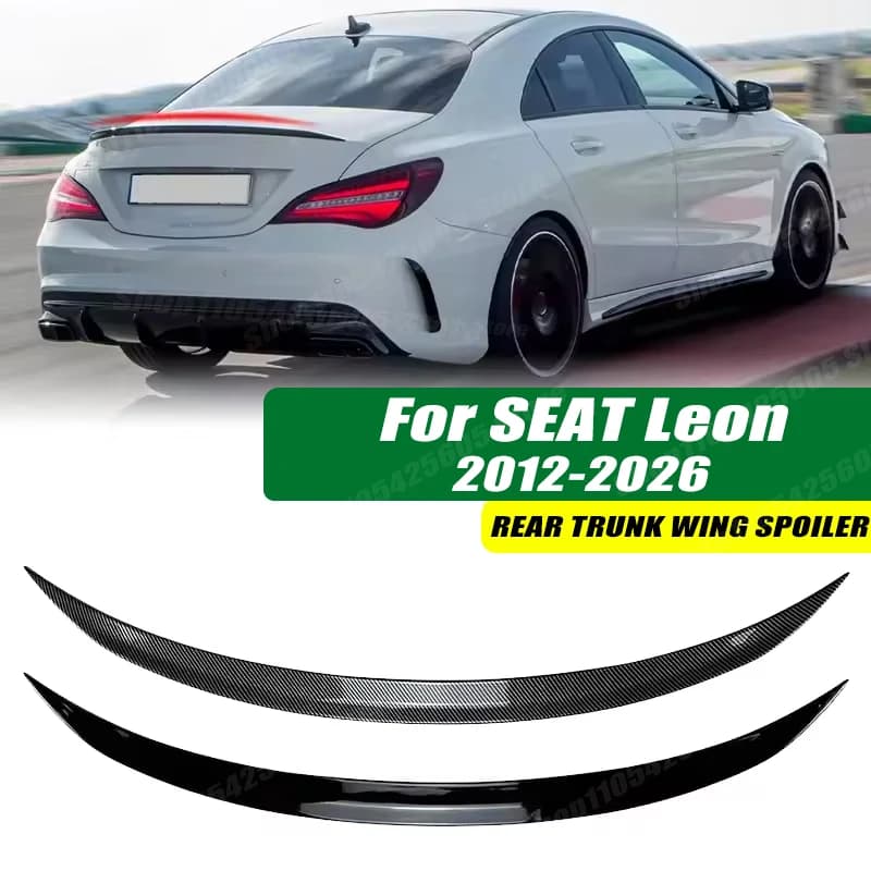 120cm 5D Carbon Look Rear Boot Trunk Spoiler Lip Stick-On Decorative Rear Wing For SEAT Leon 2012-2026 Model Car Accessories
