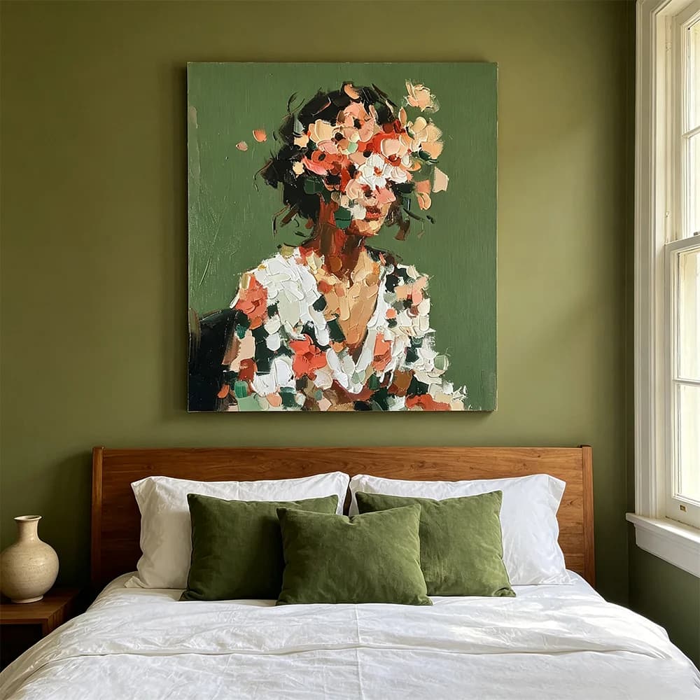 Multicolor Oil Paintings Print Wall Art Canvas Painting Decor, Flower Women Art Poster for Bedroom Living Room Home Decor