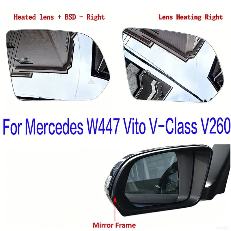 Heated Blind Spot Mirror Glass for Mercedes W447 Vito V-Class V260 2016-2022
