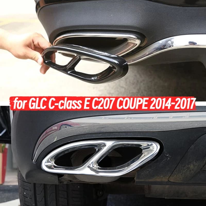 Auto parts for Mercedes-Benz GLC C-class E C207 COUPE 2014-2017 W212 W213 W213 W205 X253 Bright black steel exhaust decor