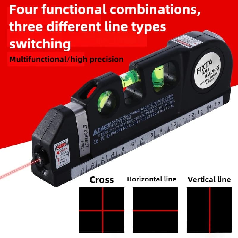 Easy to Use Laser Level Line Tool Multipurpose Laser Level Kit Standard Cross Line Lase 8 Feet Measure Tape Ruler