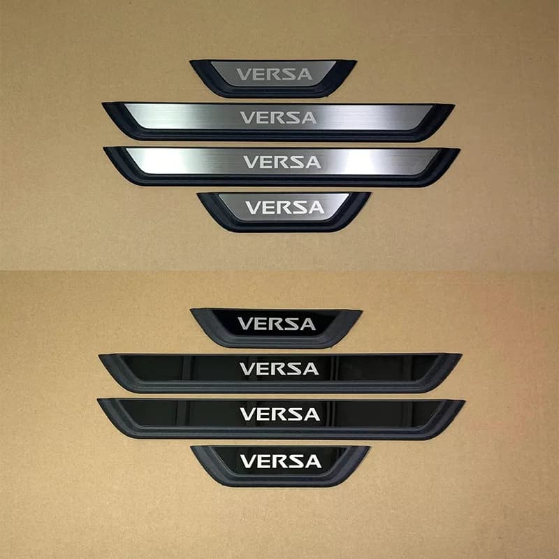 For Nissan Versa 2014- 2019 2020 -2025 2026 Stainless Steel Plastics Car Door Sill Plate 3d Sticker Styling Interiors Auto Parts
