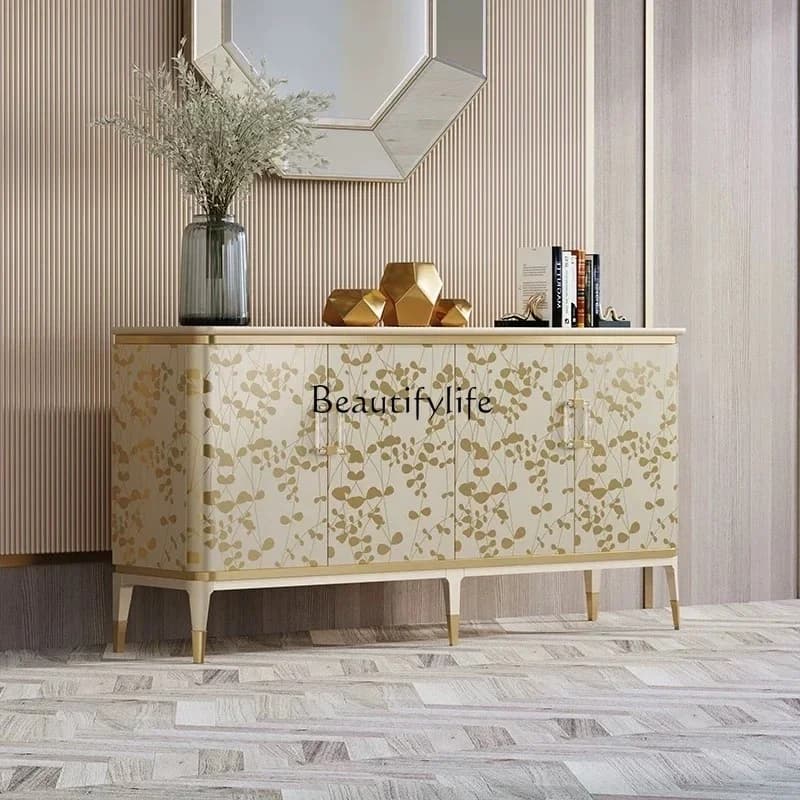 09High-end American light  gradual change autumn leaf wall cabinet French all solid wood entrance living room locker