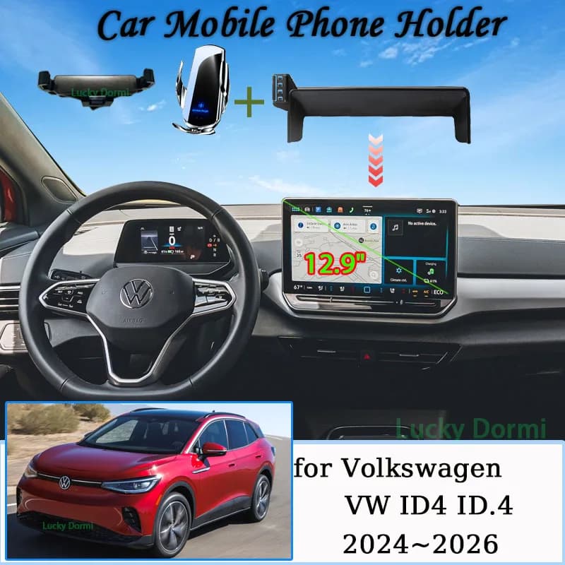 For Volkswagen ID.4 ID.5 2025 2024 12.9" Mobile Phone Holder MagSafe Mount Wireless Charging Bracket Gravity Stand Accessories