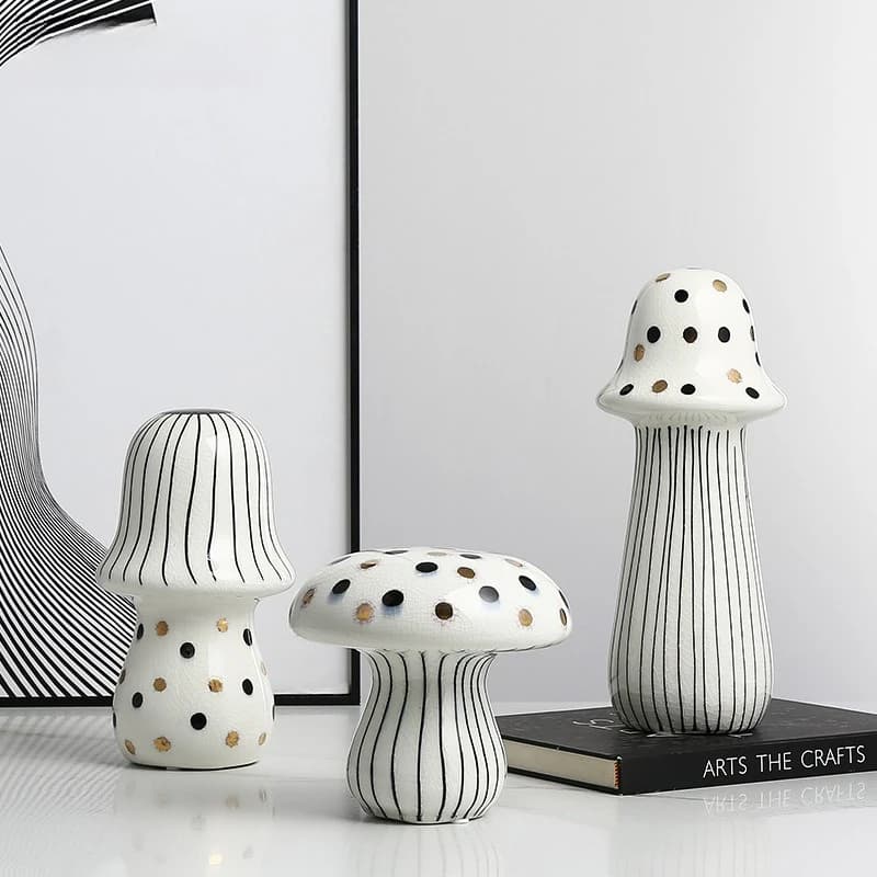 Nordic modern hand-painted ceramic polka dot mushroom ornament exhibition hall TV cabinet wine cabinet, creative home