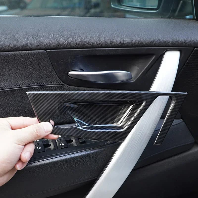 For BMW X3 E83 2006 2007 2008 2009 2010 ABS Silver/Carbon Fiber Car Interior Door Bowl Cover Trim Stickers Car Accessories