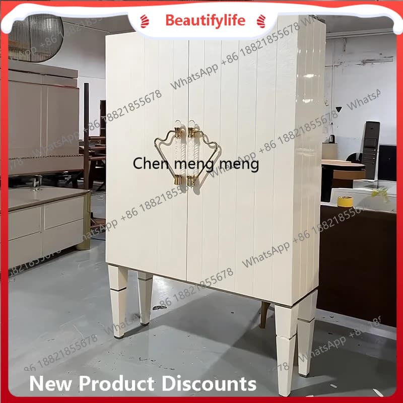 French solid wood wine cabinet Modern simple wine locker Storage cream style dining side cabinet   H