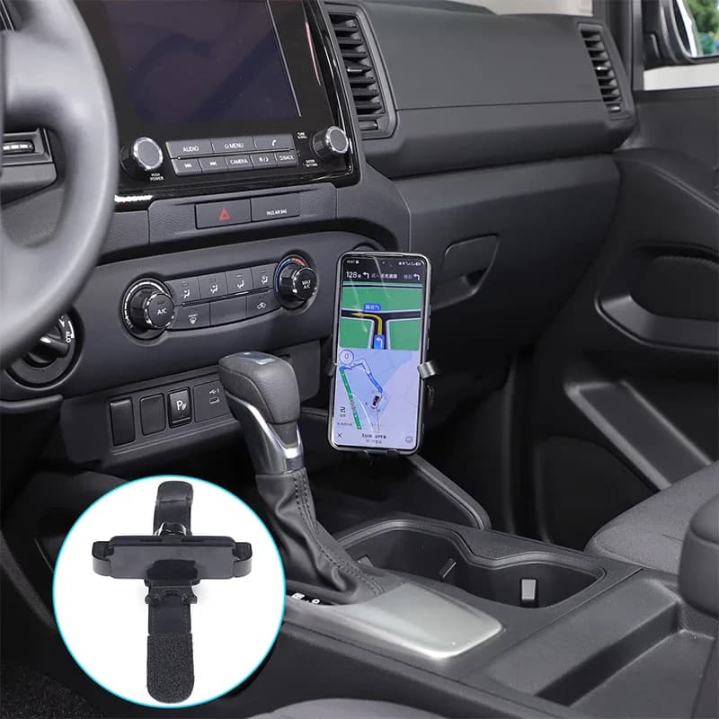 For Nissan Frontier 2022-2025+ ABS Black Car styling Car Central Control Handle Mobile Stand Car Interior Modified Accessories