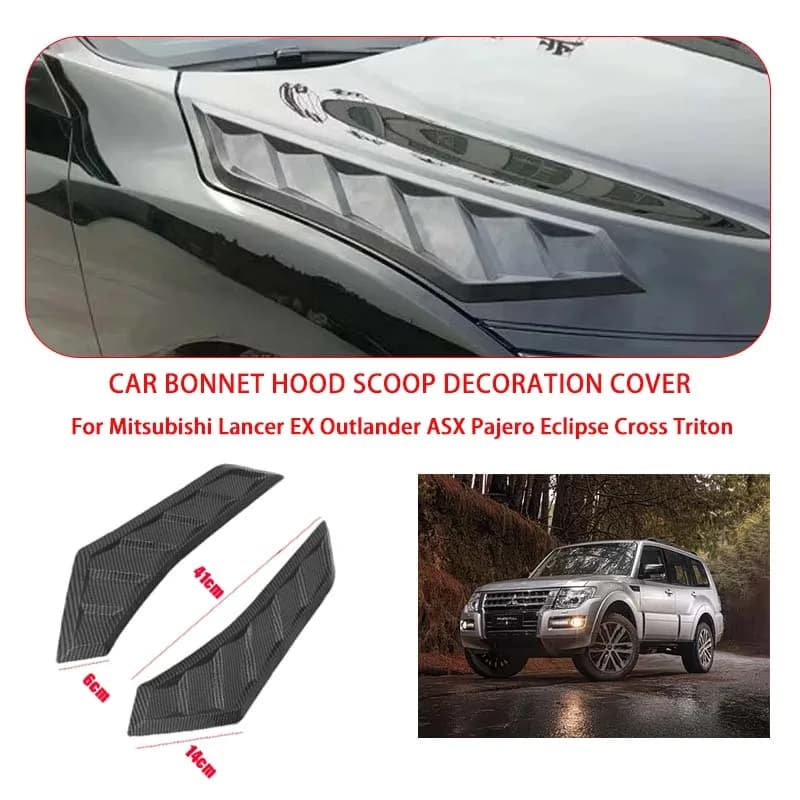 2 Pcs Gloss Black For Mitsubishi Hood Vents Bonnet Cover Rubber Front Bonnet Vent car decorations