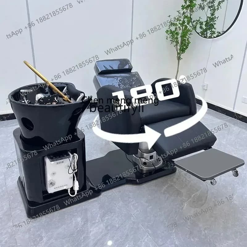 A   R Multifunctional Shampoo Chair Rotating Hair Care Chair Integrated Fumigation Constant Temperature Water Circulation R