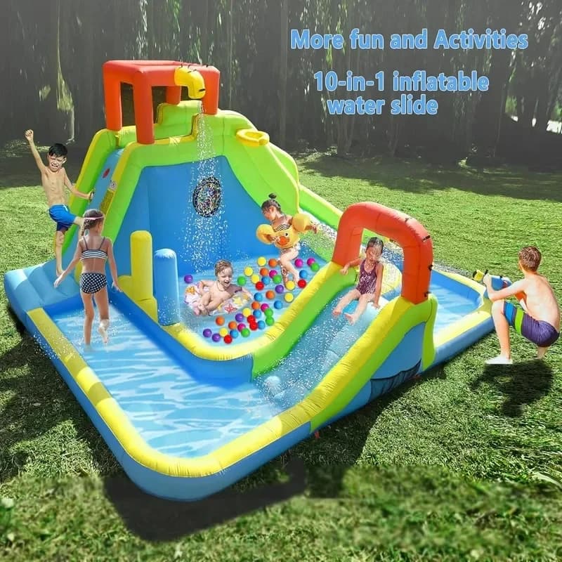 Park, Fun Large Inflatable Children's House With Double Pools And Slides