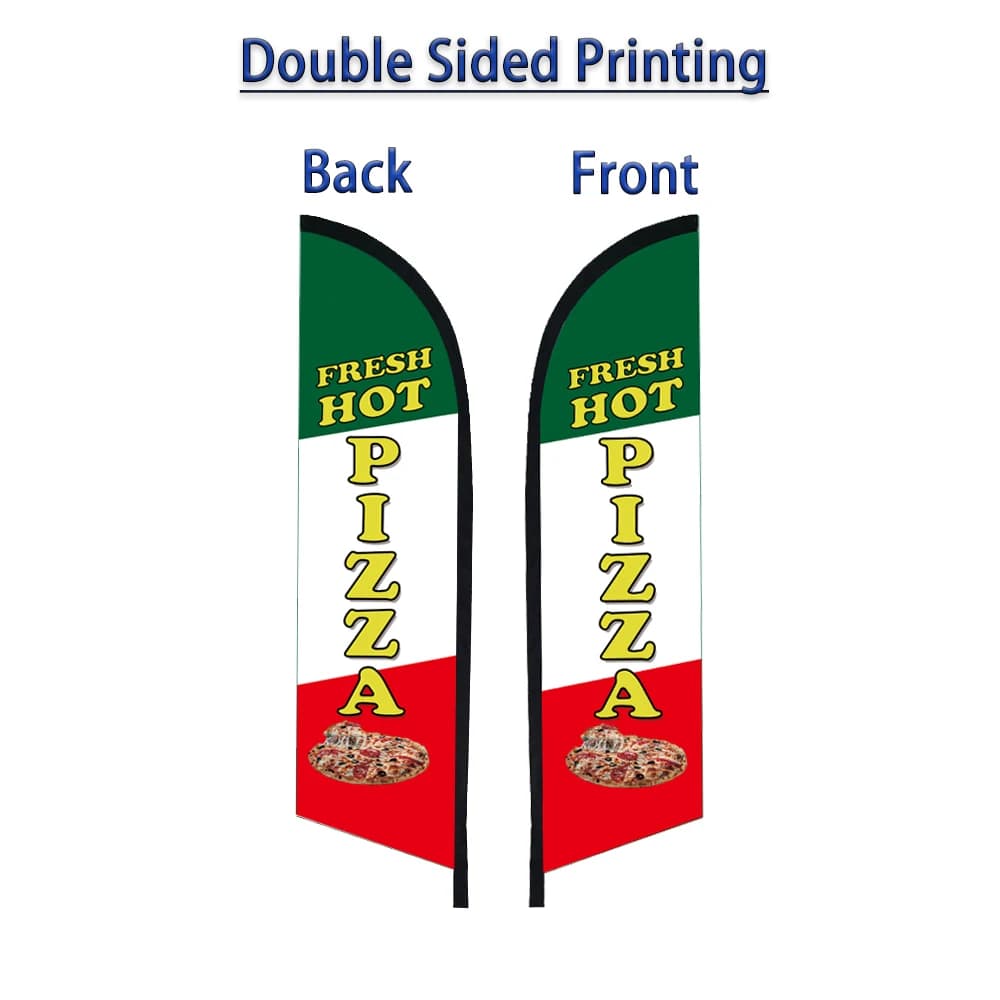 Double Sided Feather Flag PIZZA Fast Food Banner Only Flags Without Flagpole Beach Flag Restaurant Food Delicacy Outdoor Decro