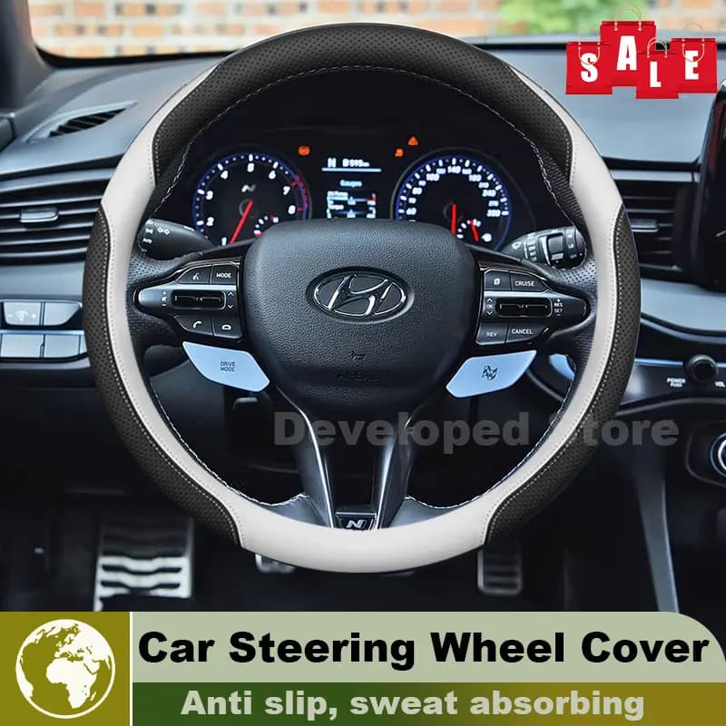 Leather Car Steering Wheel Cover For Hyundai Veloster Sonata 2011-2023 Summer Auto interior Hyundai sonata 2025 Accessories