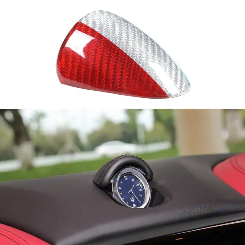 Real Carbon Fiber Central Console Dashboard Clock Cover Sticker For Maserati Ghibli M157 2014-2022 Car Interior Accessories
