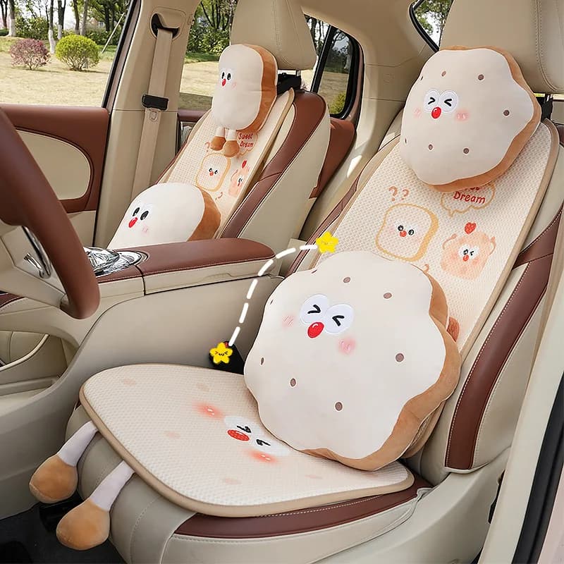 New Cartoon Toast Cheese Soft Plush Comfortable PP Cotoon Creative Waist Pillow Car Interior Neck Pillow