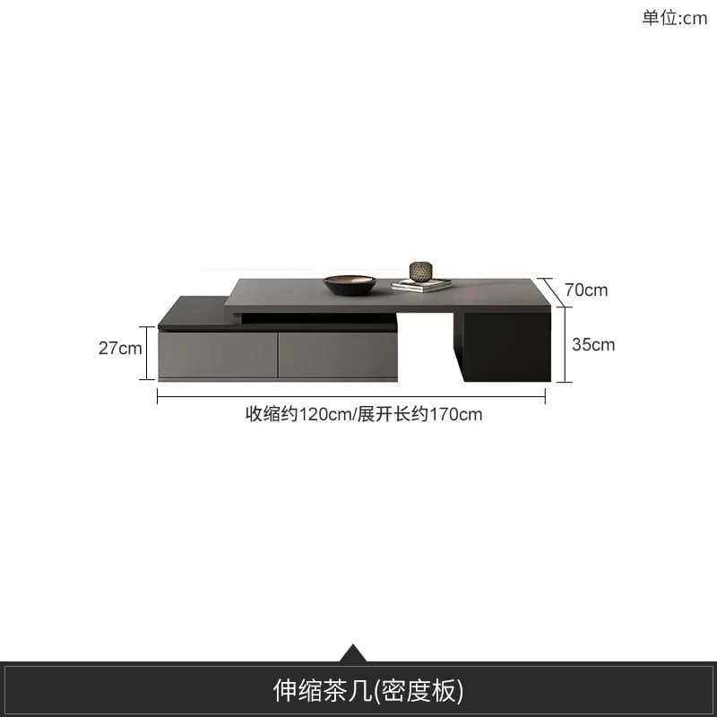 b18 Coffee Table TV Cabinet Combination Telescopic Bright Stone Plate Square Tea Table