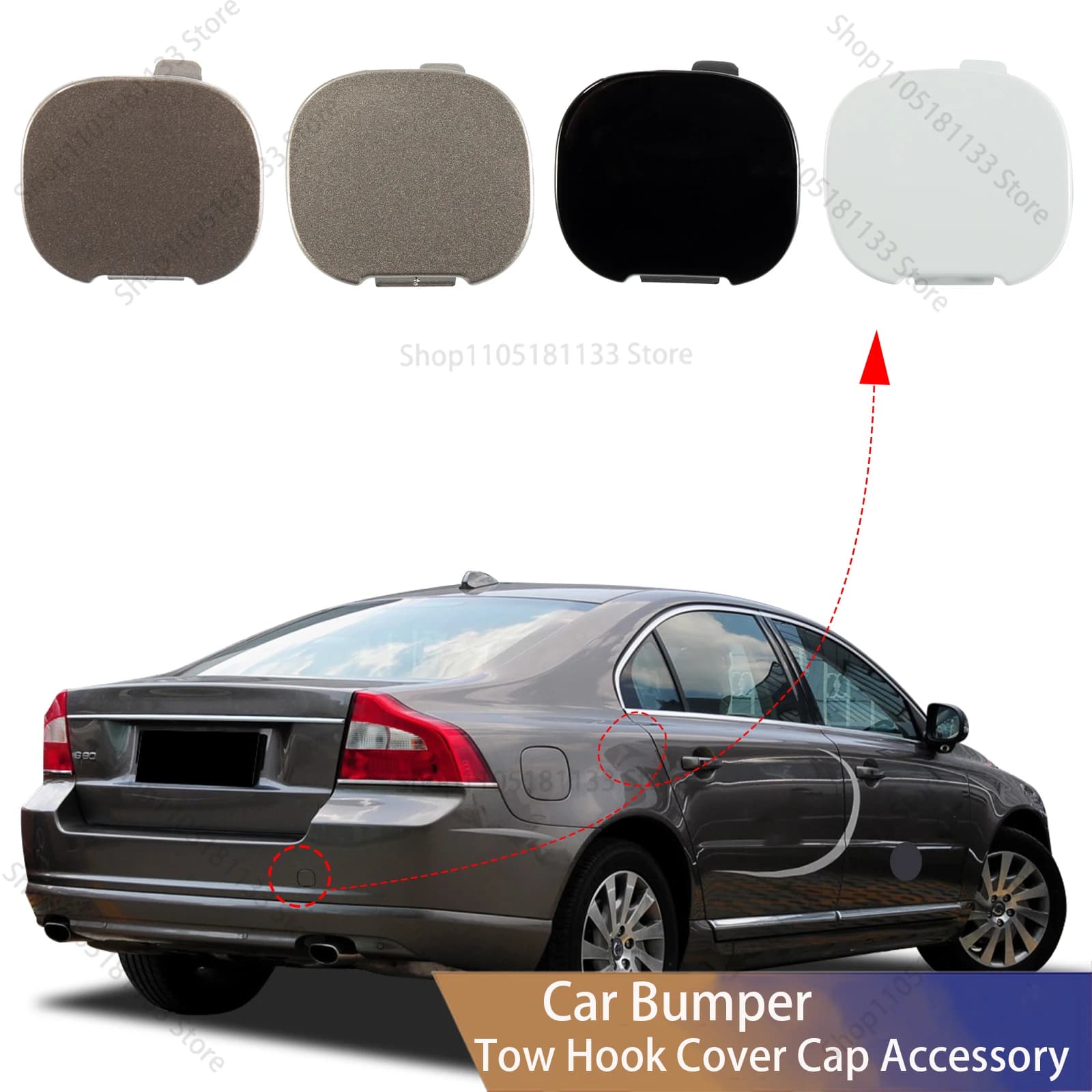 For Volvo S80 Rear Bumper Tow Hook Cover Cap Eye Compatible With 2007 2008 2009 2010 2011 2012 Auto Parts 39870501