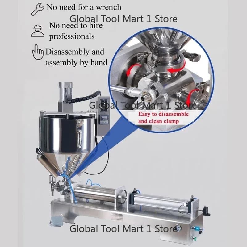 PBO-BP Pneumatic Driven Mixing  Filling Machine Customizable for Heating for Beverage Jam Pulp Paste Honey And Air Fillings