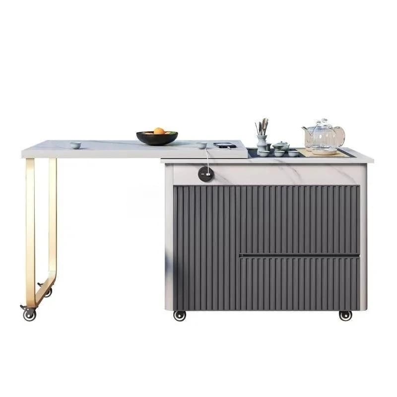 All Aluminum Alloy Outdoor Multi Functional Mobile Lift Coffee Table Waterproof Sunscreen  Storage Cabinet For Courtyard Balcony