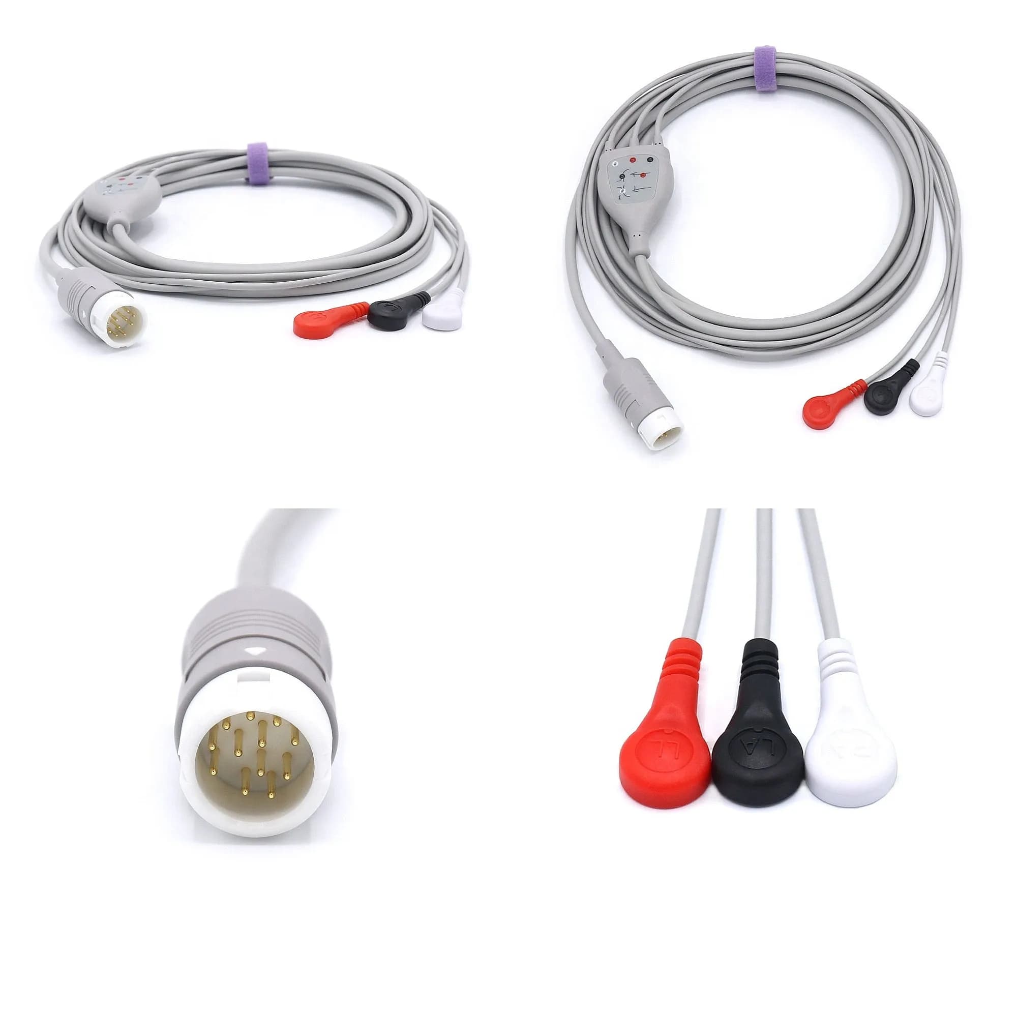 Compatible M1972A 989803160751 3 Lead AHA Snap ECG Cable Electrocardiogram Monitoring Wire