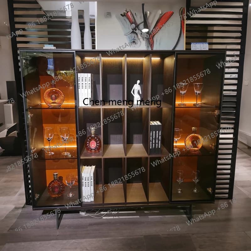 Modern simplicity, Italian style, living room side cabinet, wine, storage, minimalist side cabinet, small bookshelf