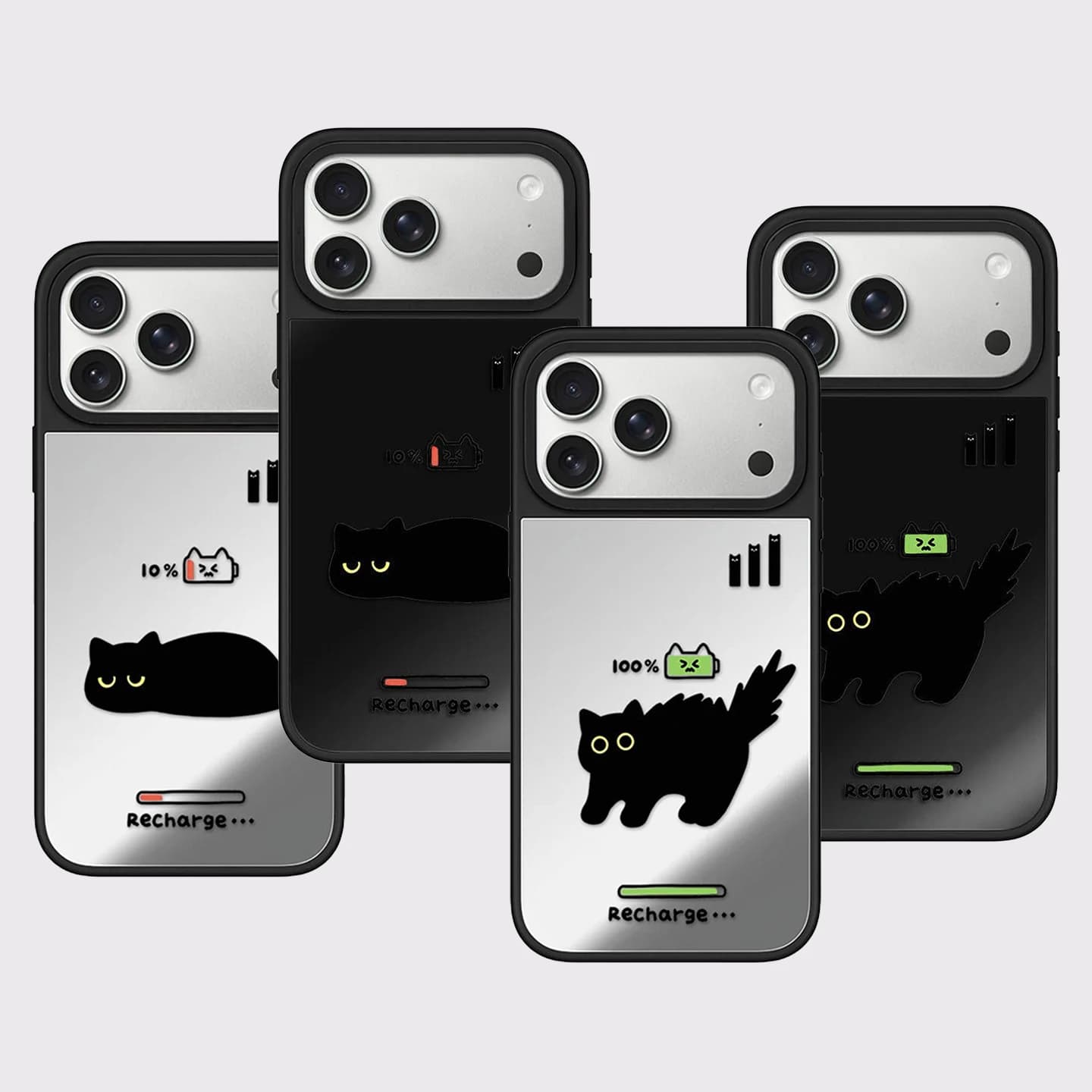 Cat Recharge Mirror Surface Magnetic Phone Case Cover for IPhone 12 13 14 15 16 17 Pro Max Case for IPhone 17 Air