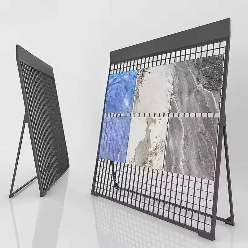 &c Manufacturers Vertical Ceramic Tile Display Stand Modern Artificial Stone Punching Plate Metal Stand Wall Panel Displays
