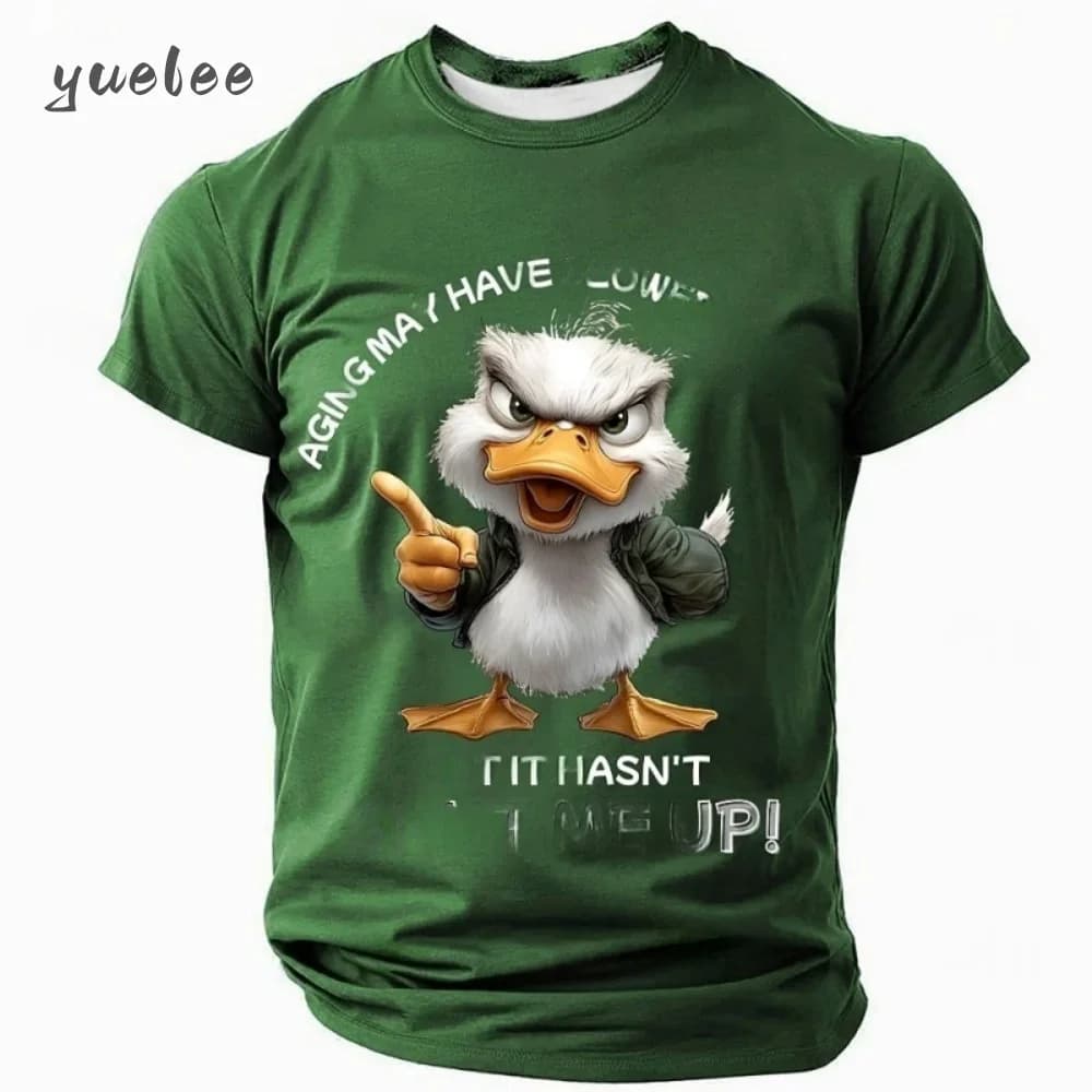 Funny 3D Printed Duck Men's T-Shirt Cute Animal Pattern Short Sleeve Round Neck Summer Loose Fit Men's Clothing