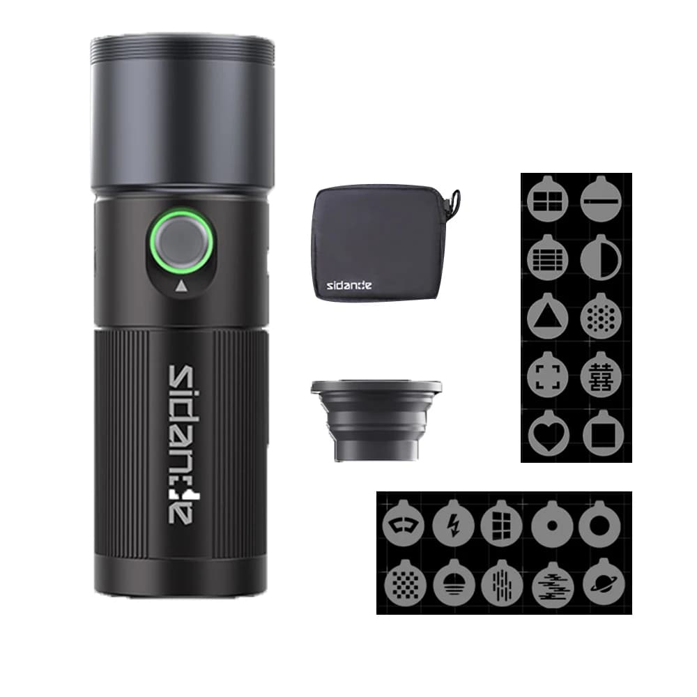 SIDANDE Videography 10W Flashlight Zoomable Photography Light Gobos Ambience Light with 1/4'' Thread for  Stand