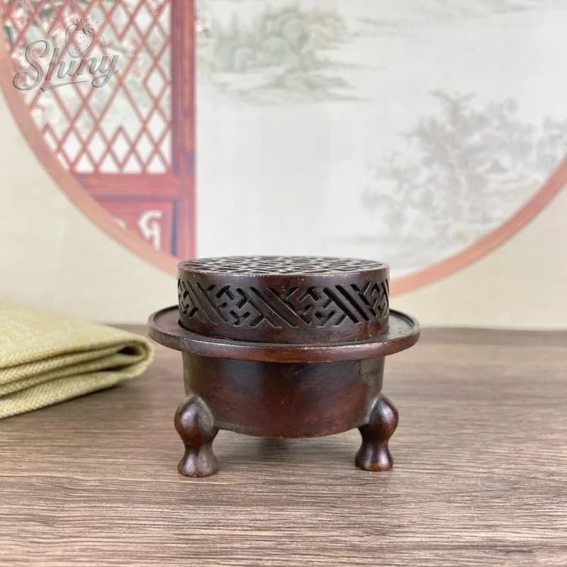 Antique Retro Copperware Collection Three-Legged Incense Burner Home Decor Desktop Incense Burner