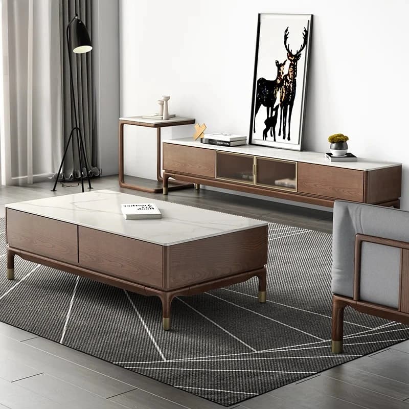 All Solid Wood Slate TV Cabinet Floor Cabinet New Chinese Locker