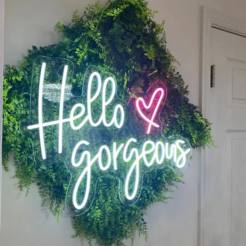 Hello Gorgeous Neon Sign 5V USB Neon Light Signs for Home Wedding Birthday Backdrop Bacelorette Party Decor with Dimmable Switch