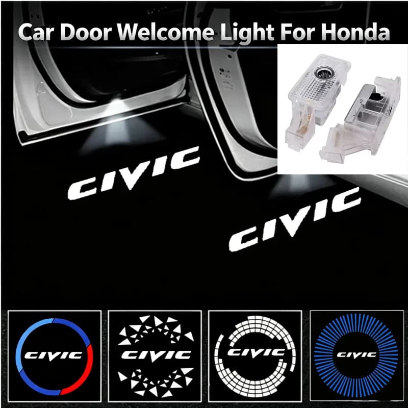 2PCS Ghost Shadow Logo LED Car Door Courtesy Projector Welcome Decor Lamps For Honda Civic 8th Interior Modification Accessories
