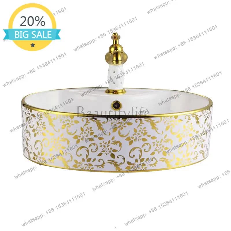 D30 gold European wash basin round art ceramic wash basin