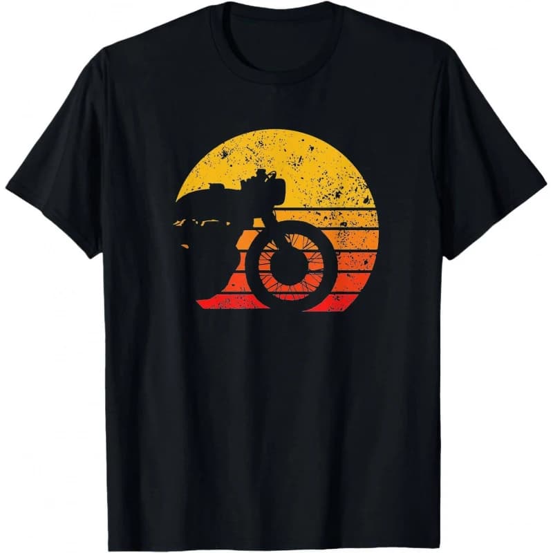0419 Vintage Custom Retro Cafe Racer Gift T-Shirt for Racing bikers 100% cotton printed Motorcycle Graphic clothes All size Tops