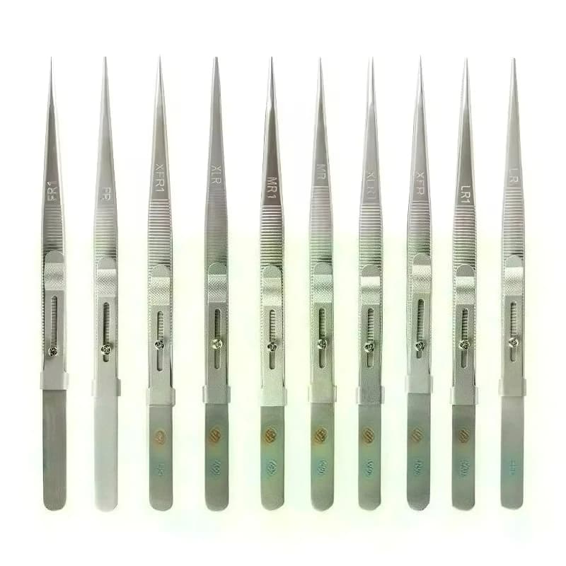 Stainless Steel Grooved Tip Diamond Side Lock Tweezers Jewelry Gemstone Tweezer Clamp Rhinestone Pick up Tool Equipment