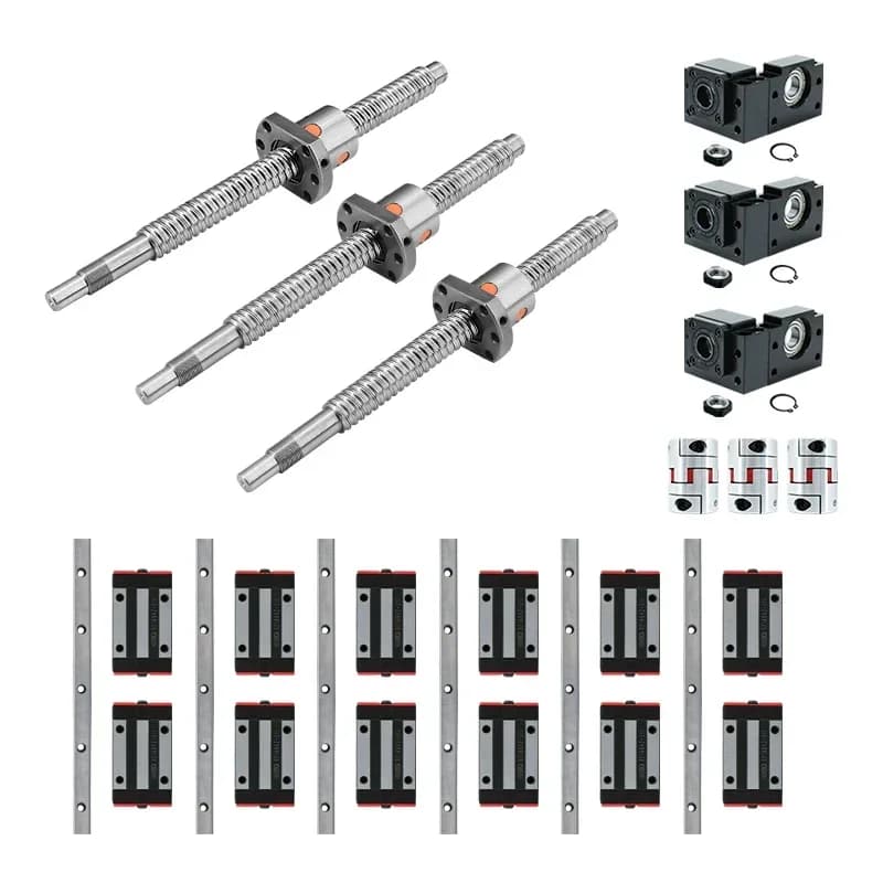 New 12 HGH20CA  Square Linear Guide Sets + 3 Ballscrew  SFU605- + BK BF12 + Jaw Flexible Coupling Plum Coupler for Cnc