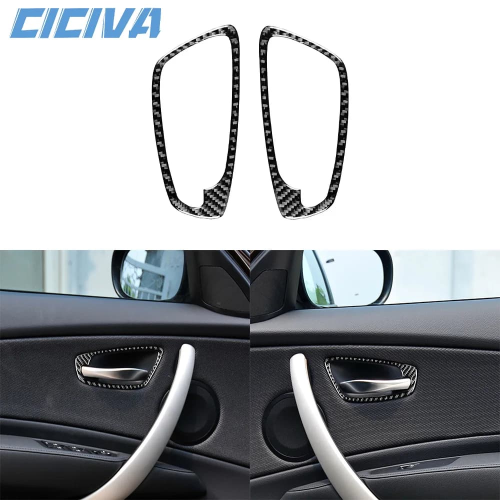 For BMW 1 Series E81 E82 E87 E88 2008-2013 Carbon Fiber Interior door switch pull panel Car inside Trim Accessories Sticker