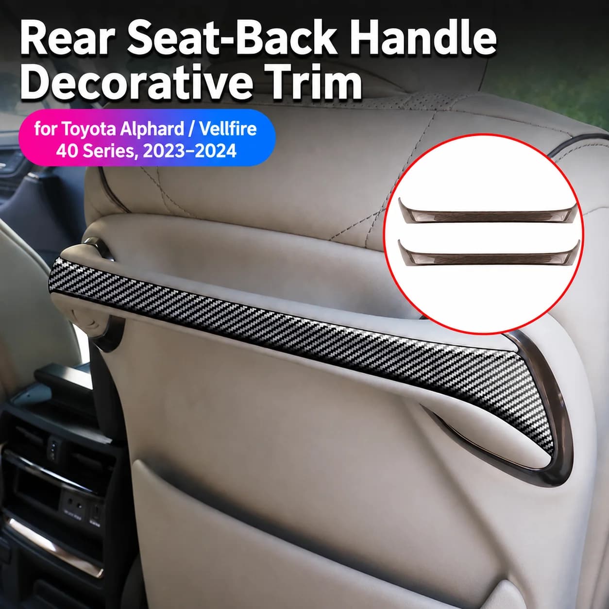 Car Rear Seat Back Handle Trim Cover for Toyota Alphard Vellfire 40 Series ABS 1 Pair Decorative Panel Interior Accessories