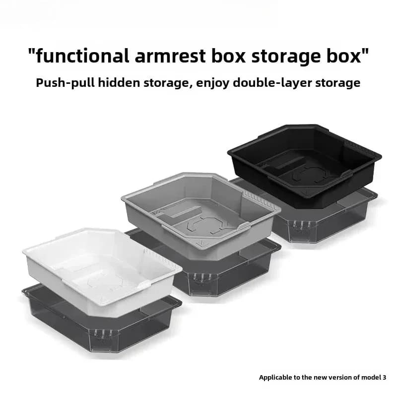 Silicone Multifunctional Storage Box For Tesla Model 3 Highland 2024 Adjustable Interior Compartments Car Organizer Accessories